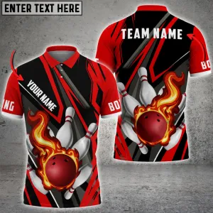 Bowling And Pins Speed Fire Multicolor Option Customized Name 3D Shirt, Idea Gift for Bowler