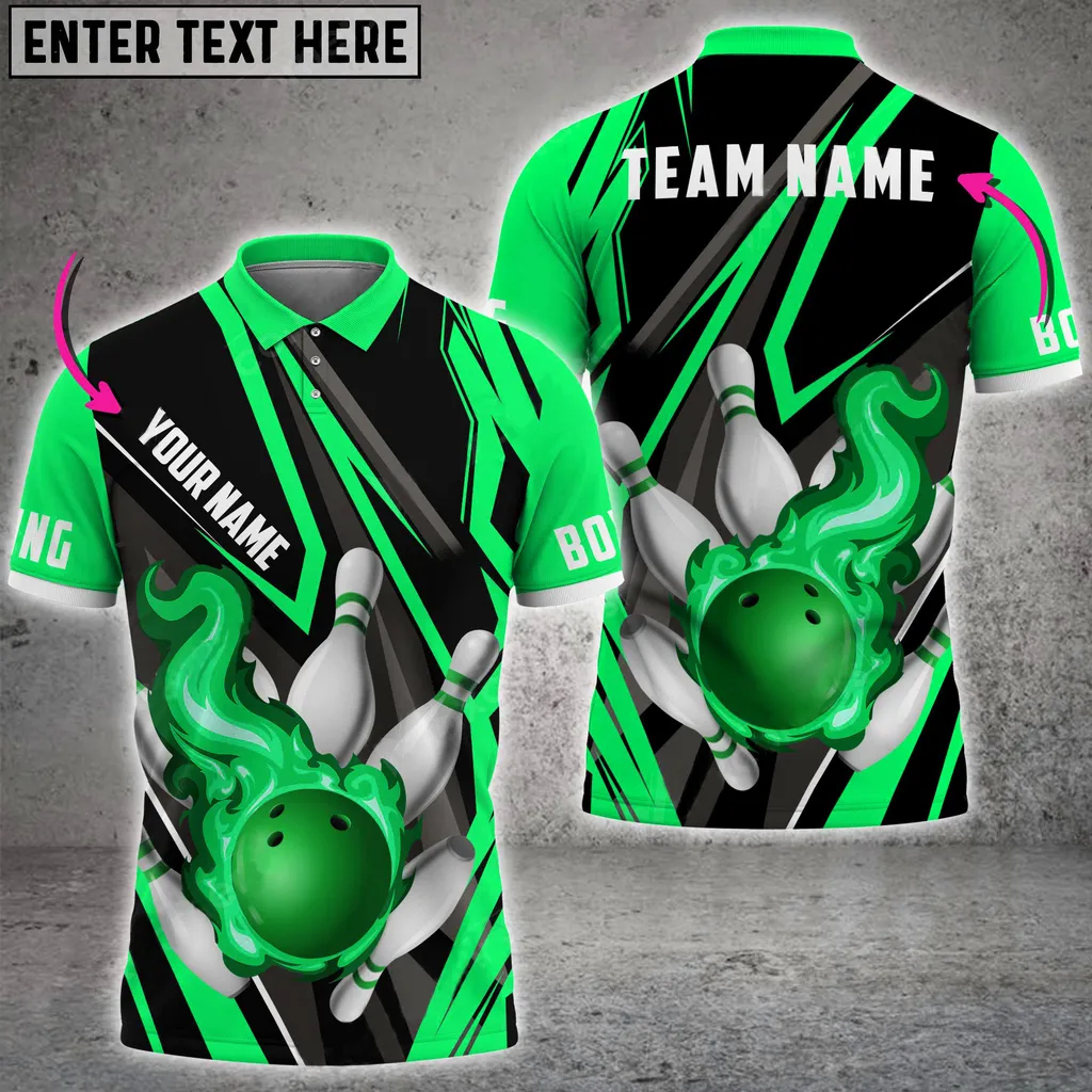Bowling And Pins Speed Fire Multicolor Option Customized Name 3D Shirt, Idea Gift for Bowler