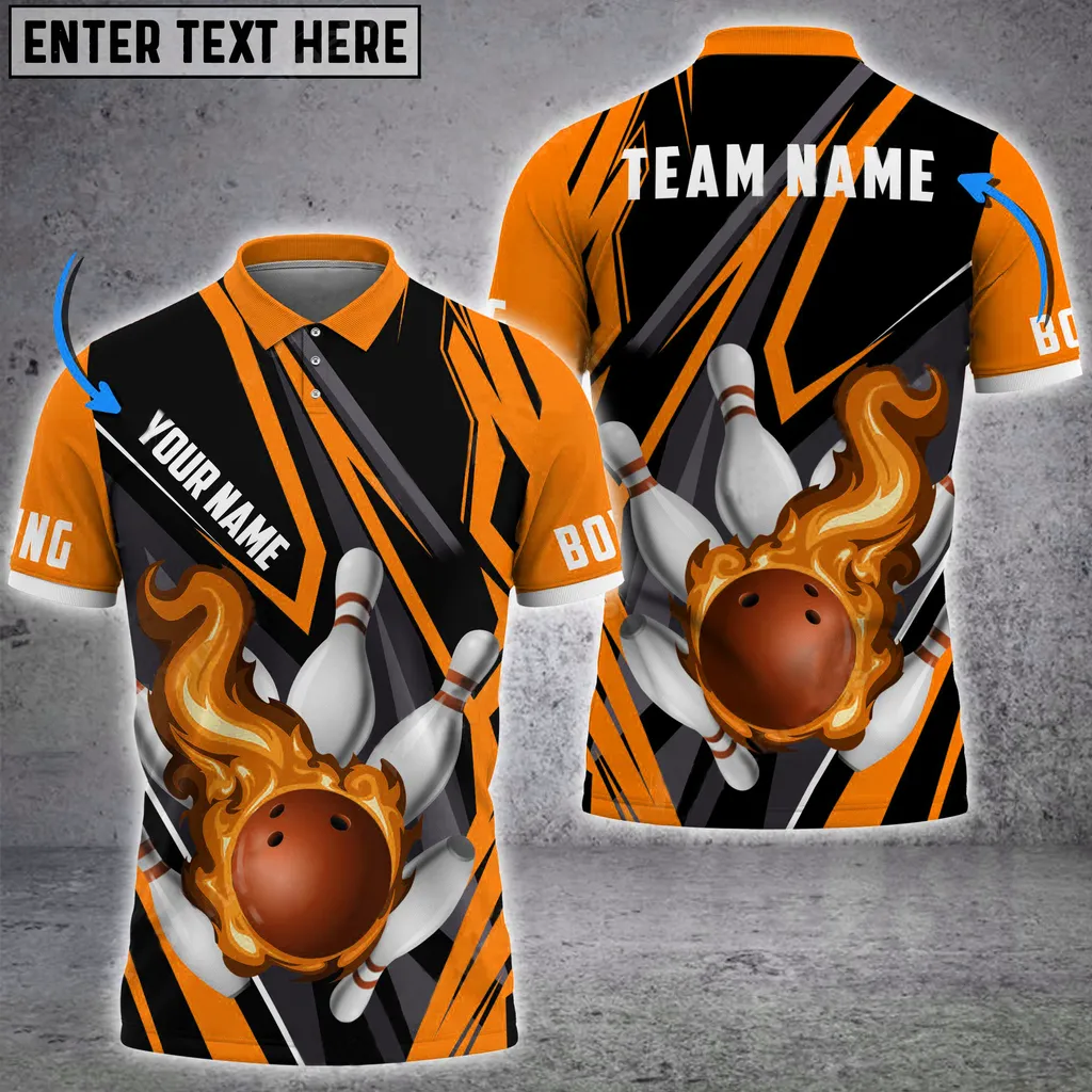 Bowling And Pins Speed Fire Multicolor Option Customized Name 3D Shirt, Idea Gift for Bowler