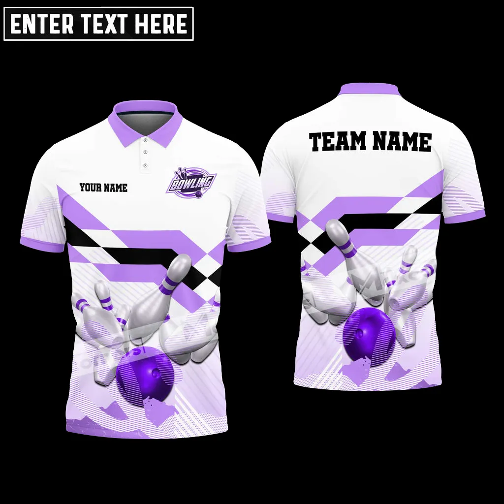 Bowling Ball And Pins Caro Multicolor Option Customized Name, Team Name 3D Polo Shirt, Gift for Men Love Bowling