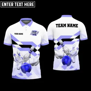 Bowling Ball And Pins Caro Multicolor Option Customized Name, Team Name 3D Polo Shirt, Gift for Men Love Bowling