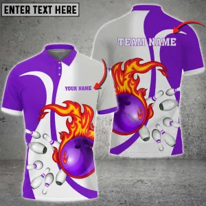 Bowling Ball And Pins Flame Basic Multicolor Option Customized Name 3D Shirt, Idea Gift for Bowler