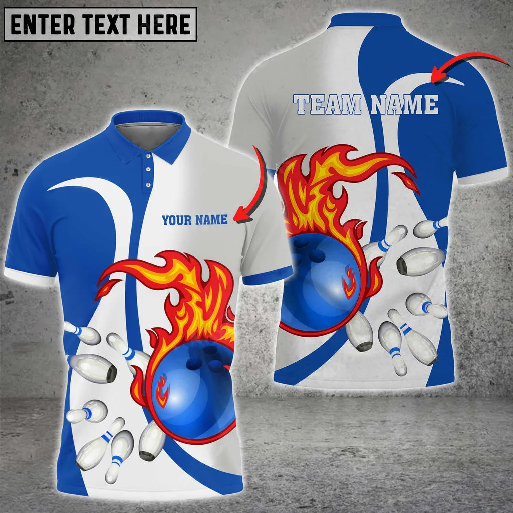 Bowling Ball And Pins Flame Basic Multicolor Option Customized Name 3D Shirt, Idea Gift for Bowler