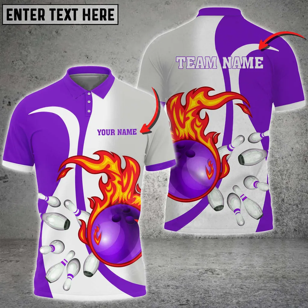 Bowling Ball And Pins Flame Basic Multicolor Option Customized Name 3D Shirt, Idea Gift for Bowler