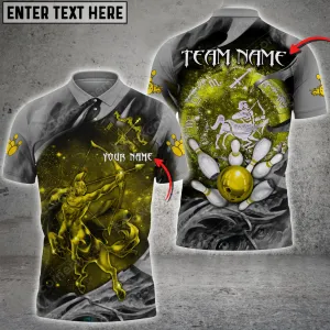 Bowling Ball And Pins Sagittarius Symbol Multicolor Option Customized Name 3D Polo Shirt