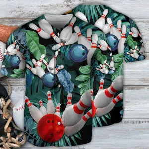 Bowling Baseball Jersey, Bowling Tropical Leaf I'm So Happy Baseball Tee Jersey Shirt For Men And Women - Perfect Gift For Bowling Lovers, Bowlers
