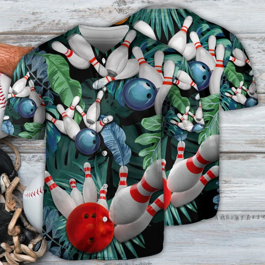 Bowling Baseball Jersey, Bowling Tropical Leaf I'm So Happy Baseball Tee Jersey Shirt For Men And Women - Perfect Gift For Bowling Lovers, Bowlers