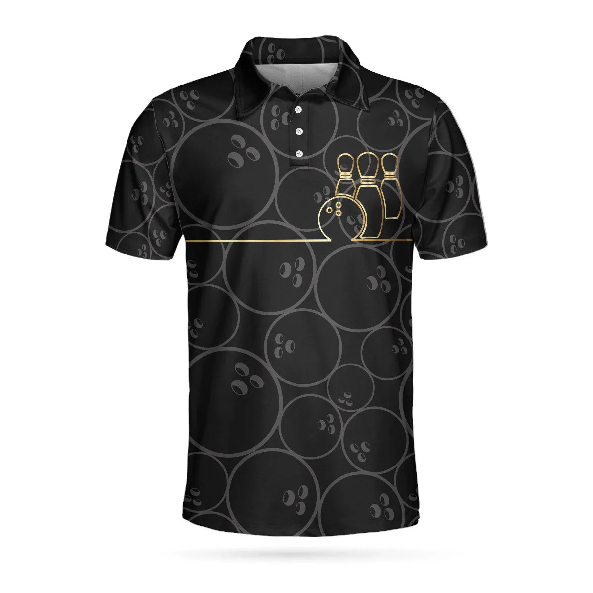 Bowling Pattern And Golden Polo Shirt, Bowling Ball Background Polo Shirt, Best Bowling Shirt For Men Coolspod