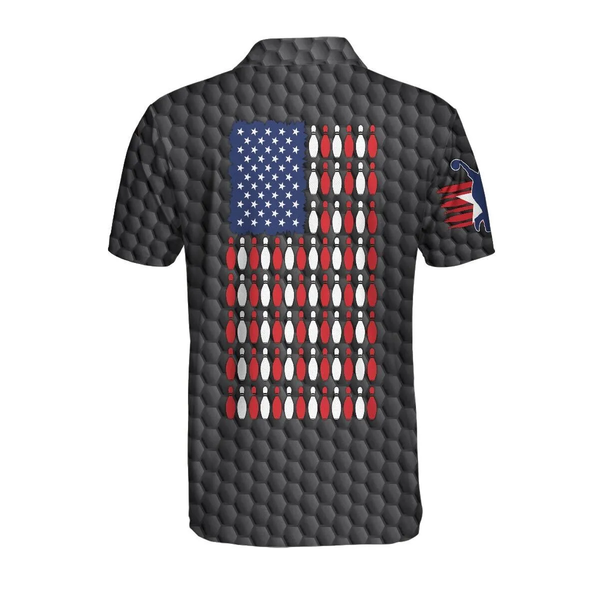 Bowling Pin American Flag Polo Shirt, Black Ten Pin Bowling Polo Shirt, Bowling Gift Idea For Bowlers Coolspod