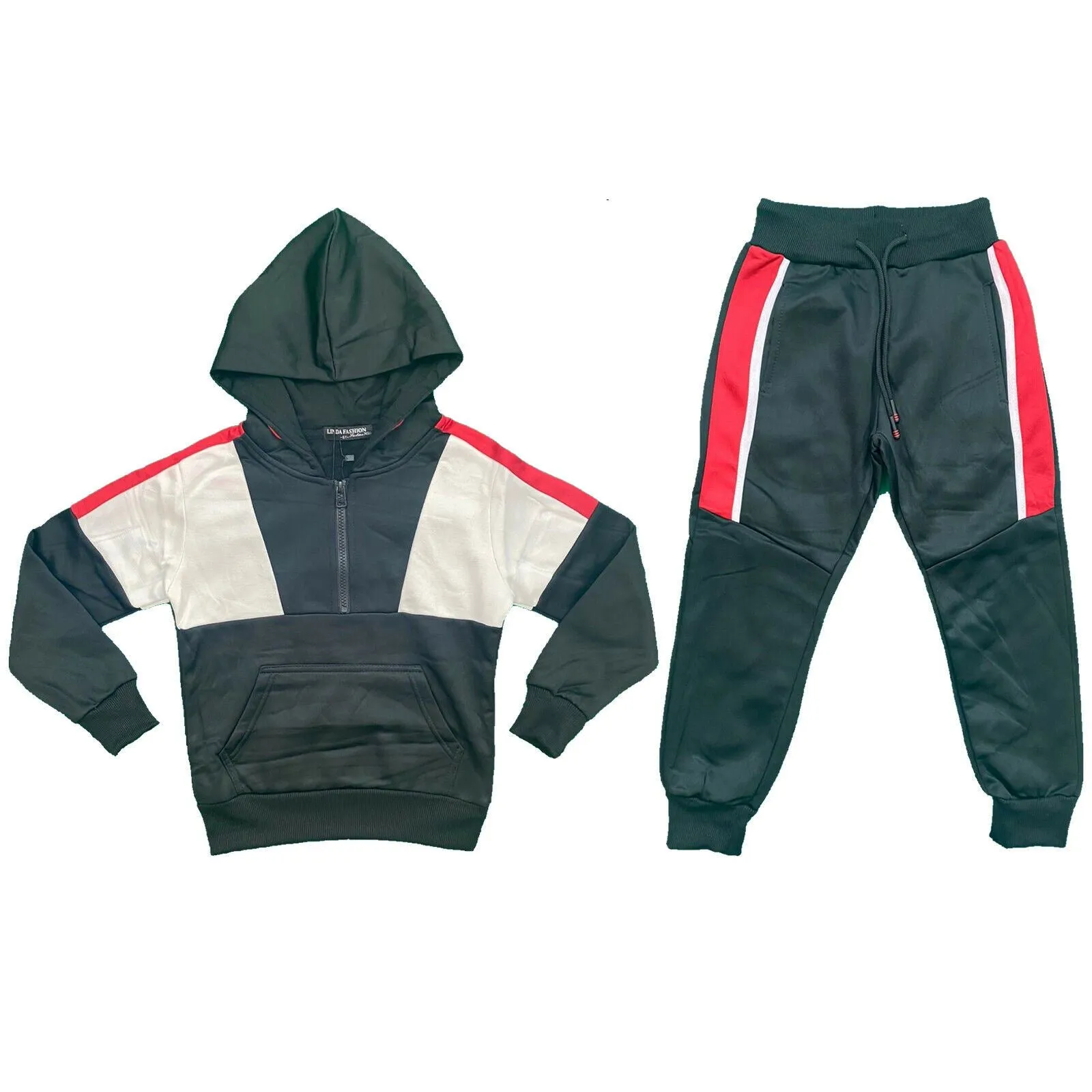 Boys Kids Panel Tracksuit Jacket Jogging Bottoms Sport Joggers PE Gym Set Warm