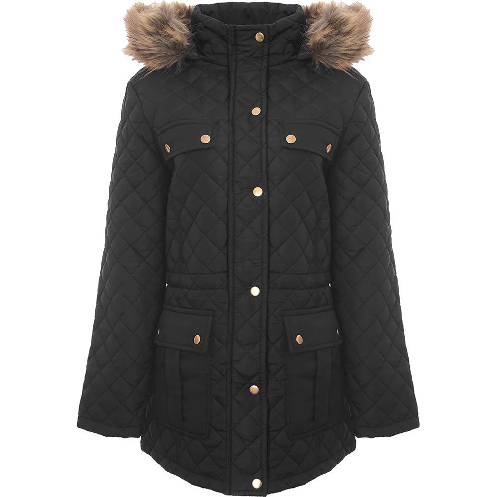 Brave Soul Women's Diamond Quilt Parka Coat