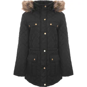 Brave Soul Women's Diamond Quilt Parka Coat