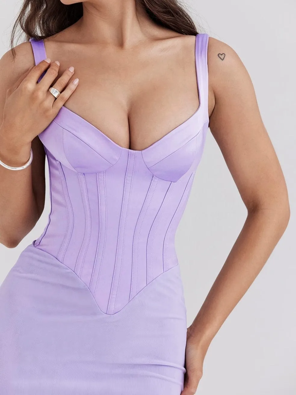 Breeze Orchid Satin Corset Maxi Dress