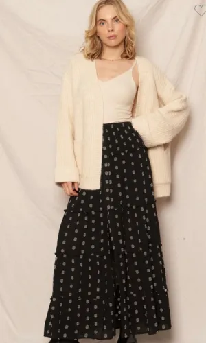 Brynlee Black & Ivory Polka Dot Lurex Skirt