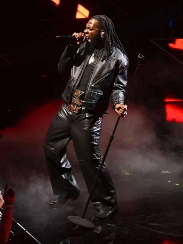 Burna Boy NBA All Star 2023 Competition Black Leather Jacket