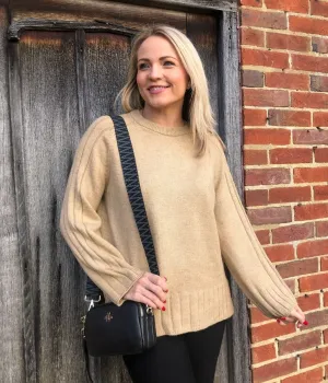 Camel Soft Contrast Ribbed Jumper