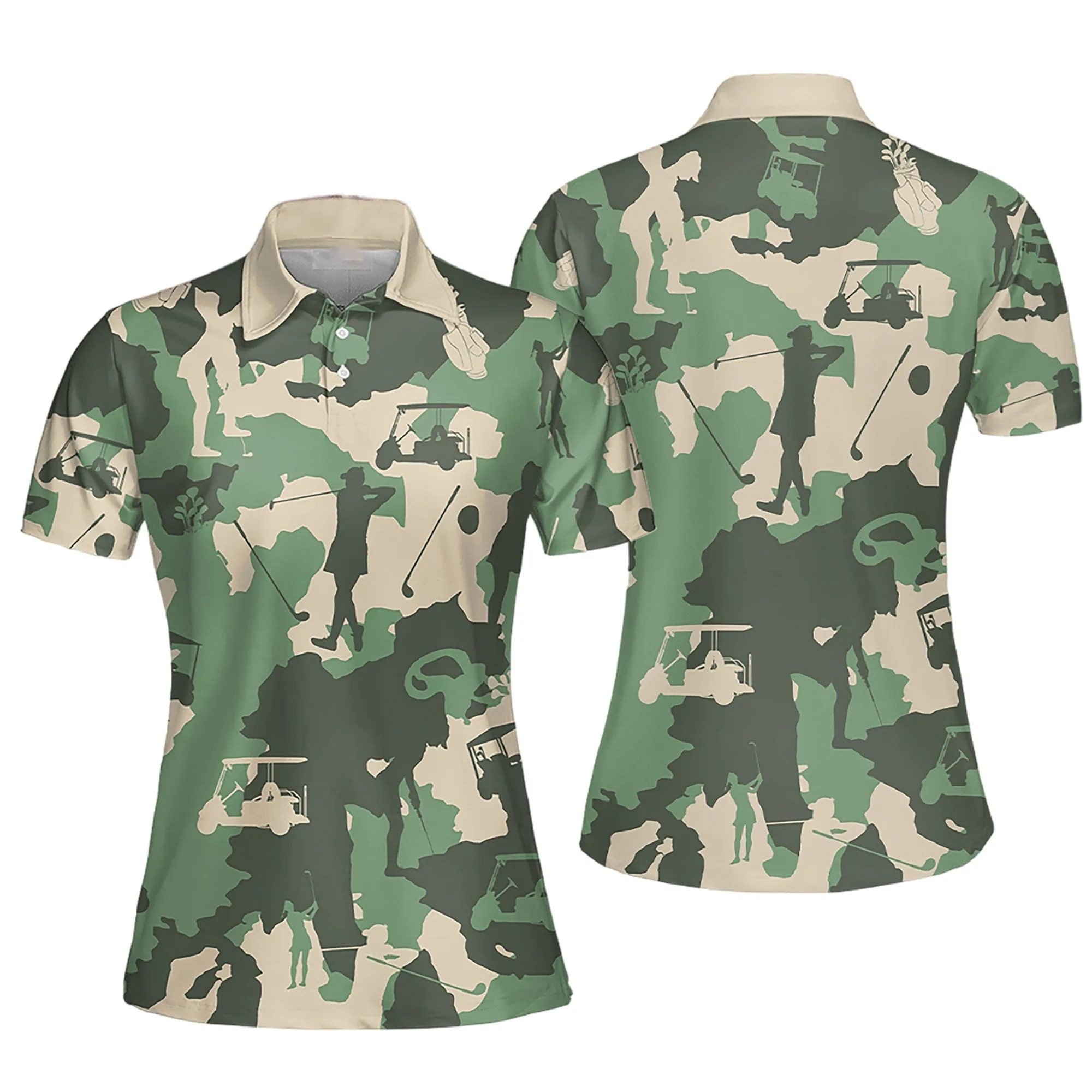 Camouflage Texture Golf Set For Woman Golfer Gift Color Sleeveless Polo Shirt Short Sleeve Polo Shirt