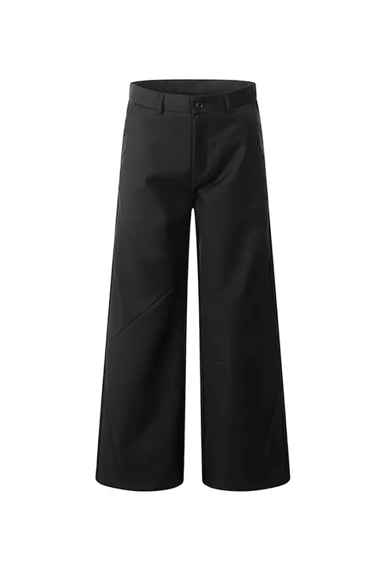 Casual Low-waist Wide-leg Dress Pants with Asymmetric Seam