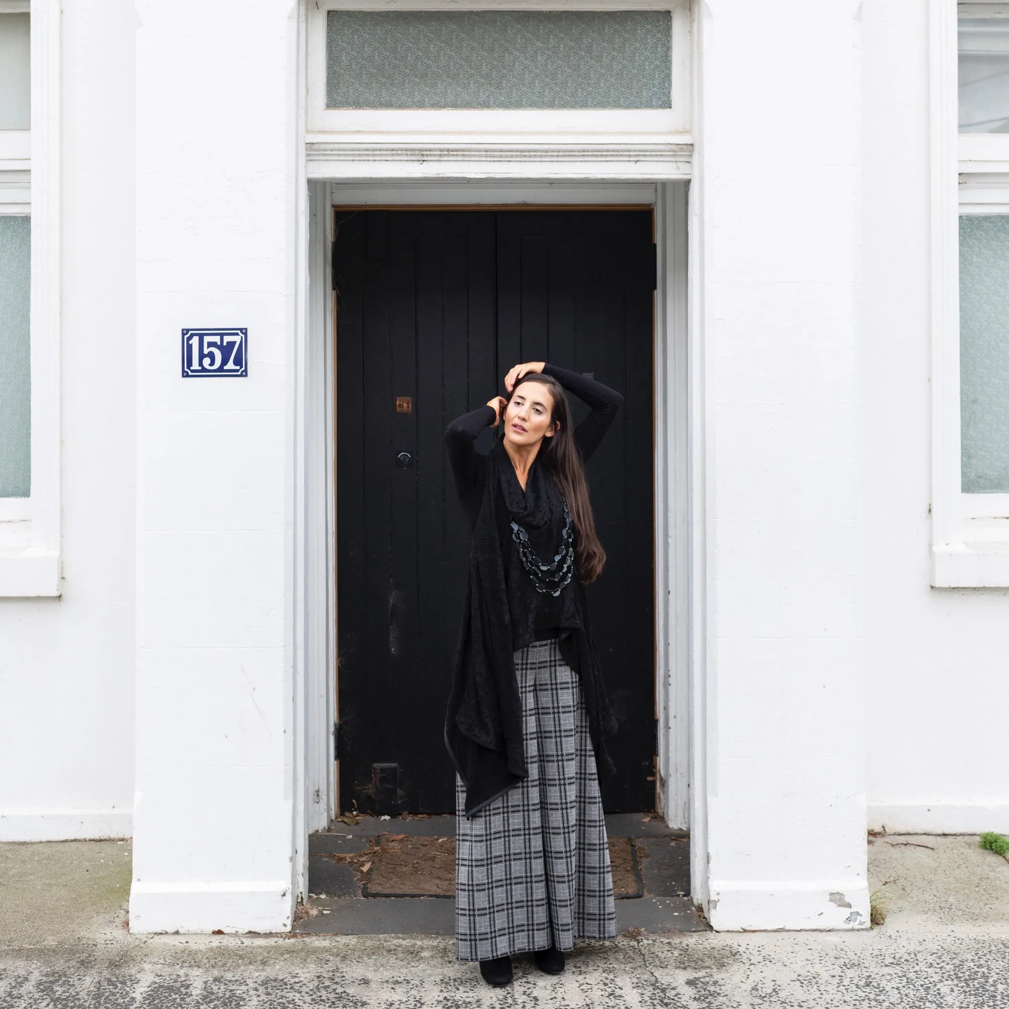 Cherish Wrap - Black Crushed Linen Knit