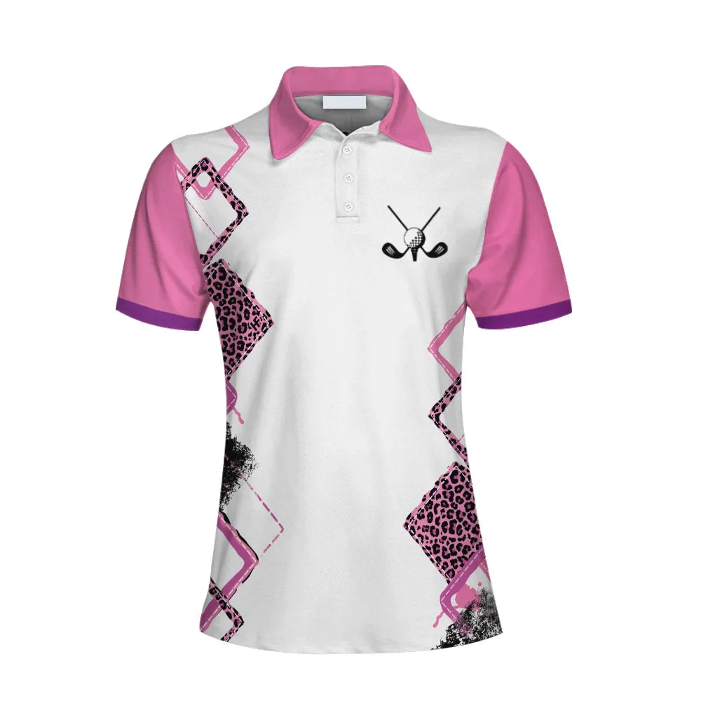 Classic Golf Lady White And Pink Golf Short Sleeve Women Polo Shirt, Golf Shirt For Girls