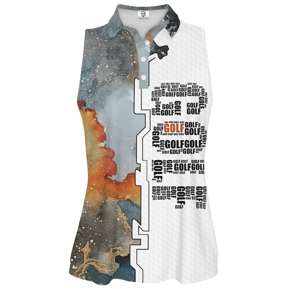 Color Pattern Golf For Women Sleeveless & Zipper Polo Shirt For Woman