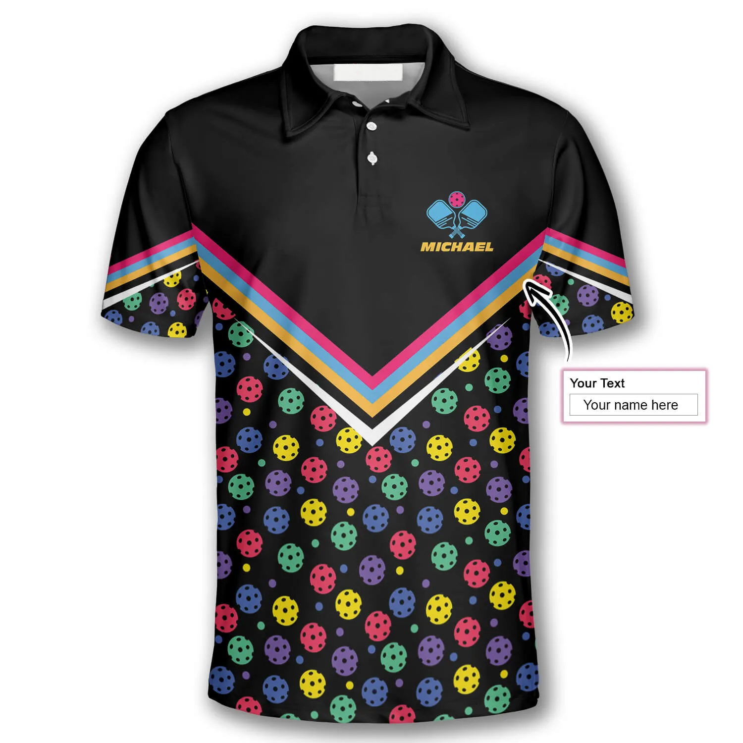 Colorful Pickleball Pattern Custom Pickleball Shirts for Men