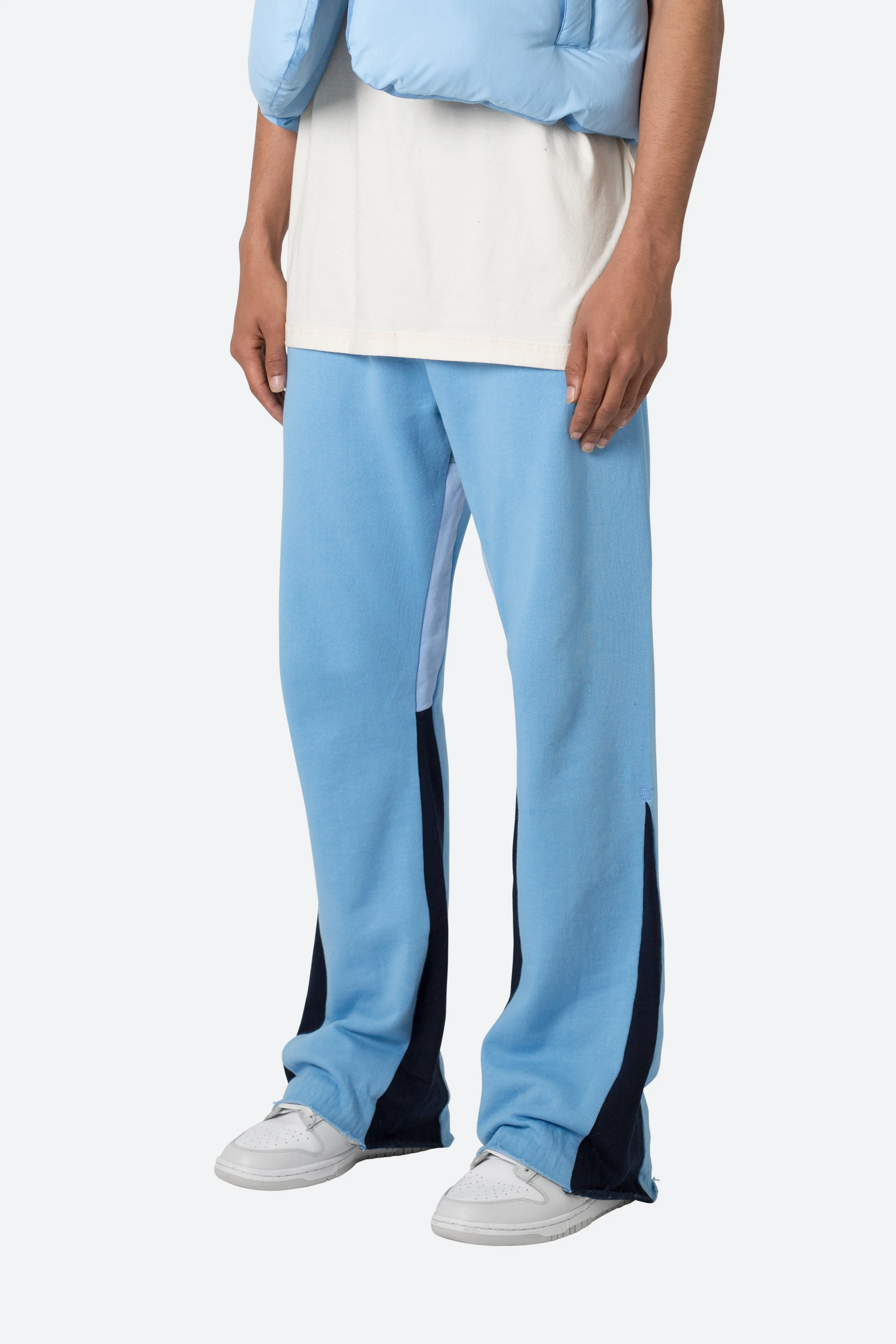 Contrast Bootcut Sweatpants - Light Blue