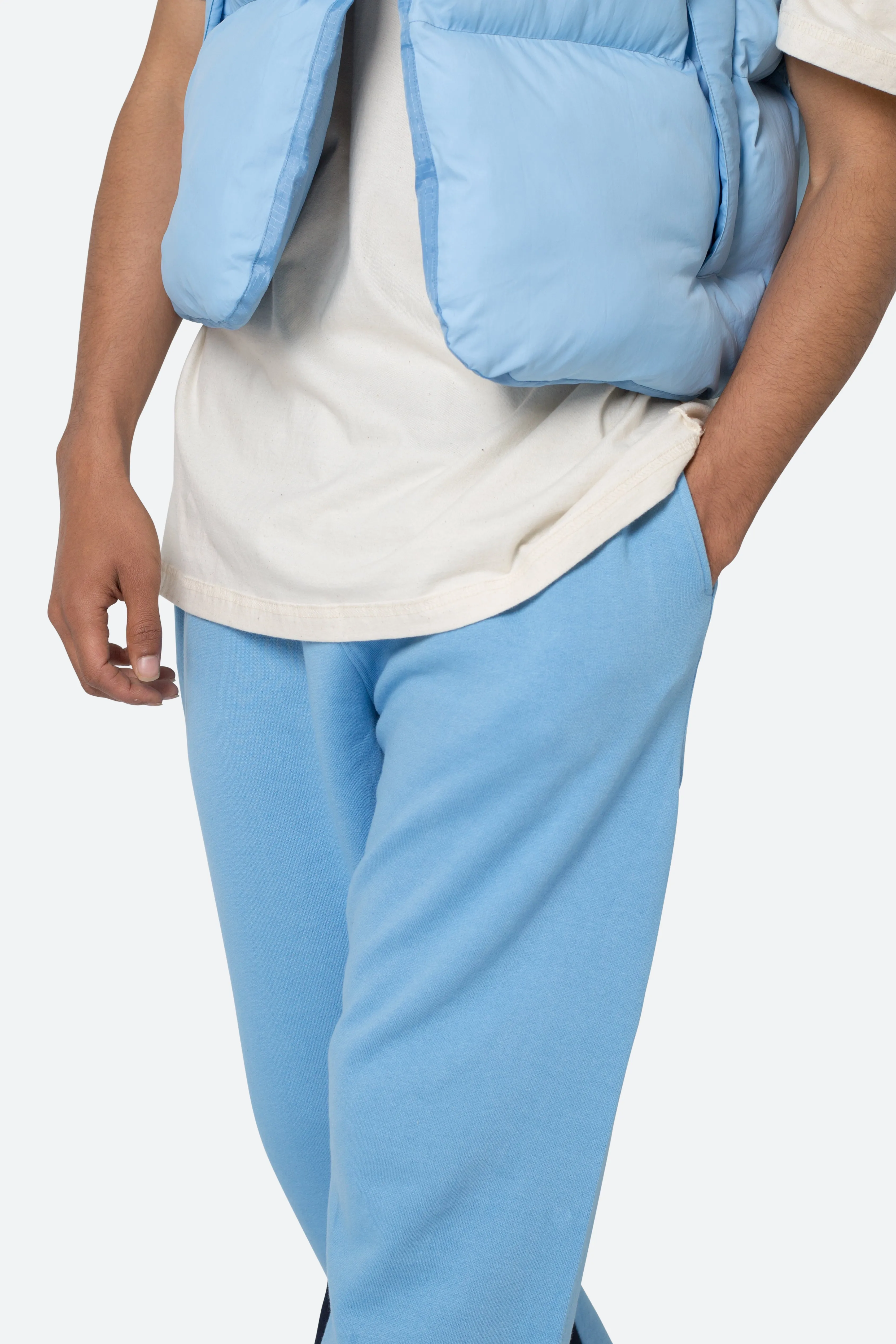 Contrast Bootcut Sweatpants - Light Blue