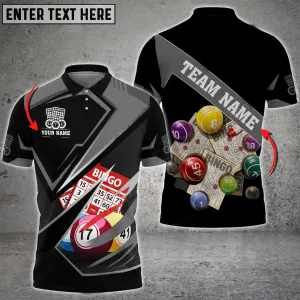 Coolspod Bingo Premium Splash Multicolor Option Customized Name Team 3D Polo Shirt, Gift for Bowler