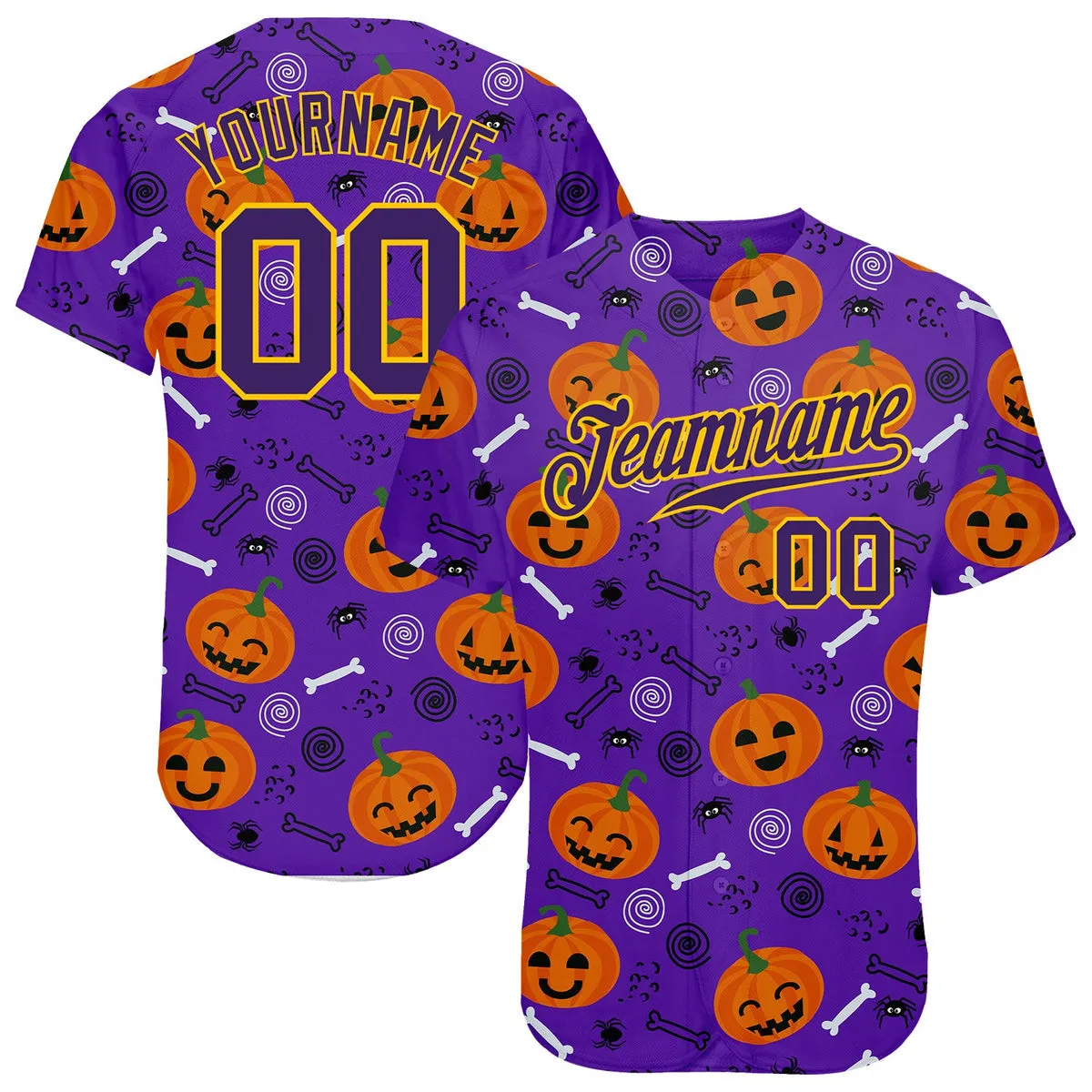 Coolspod Custom 3D Pattern Halloween Pumpkins Baseball Jersey, Halloween Shirt