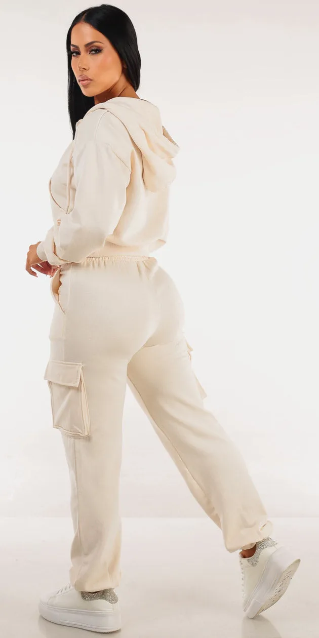 Cream Hoody Sweatpants Combo