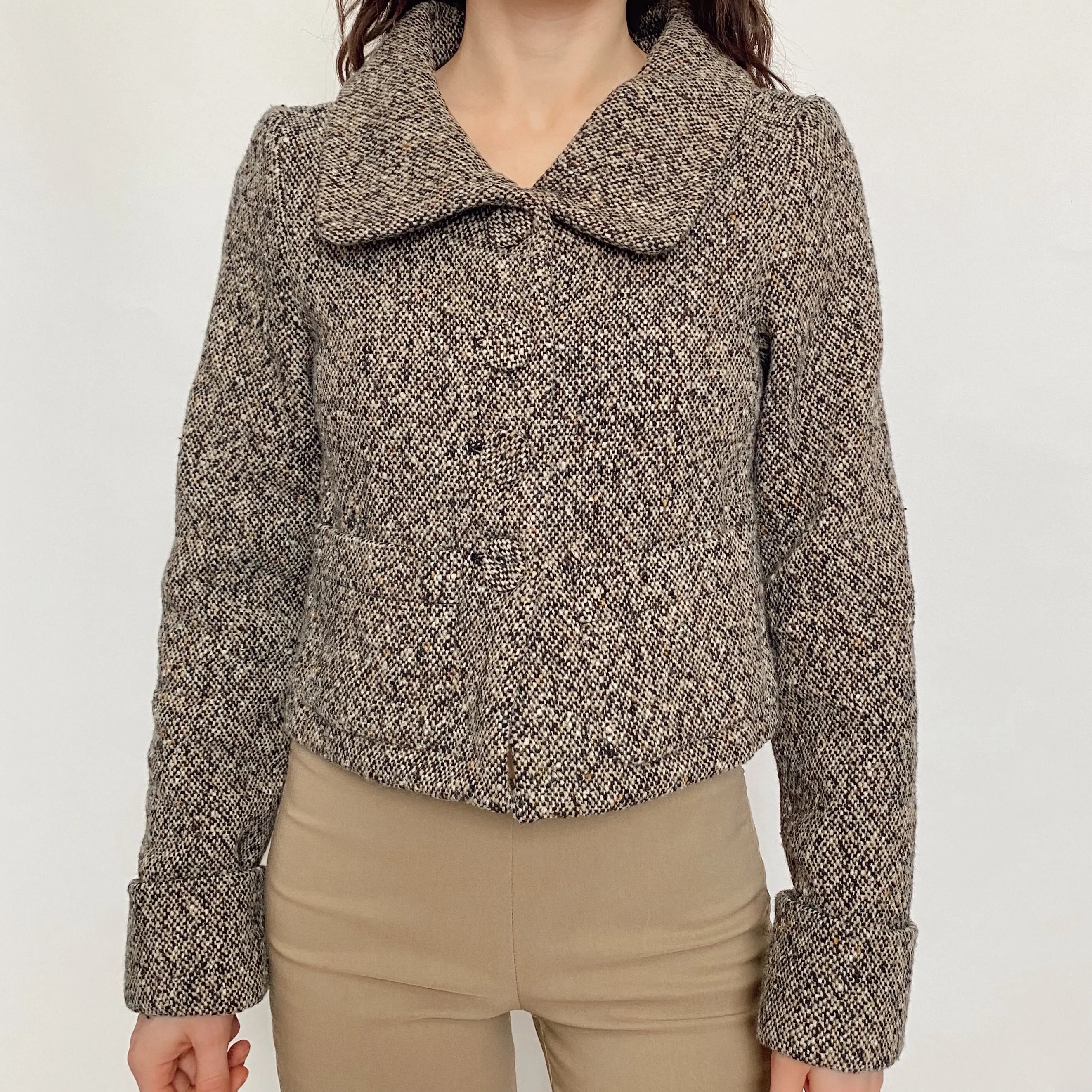 cropped tweed overcoat - extra small