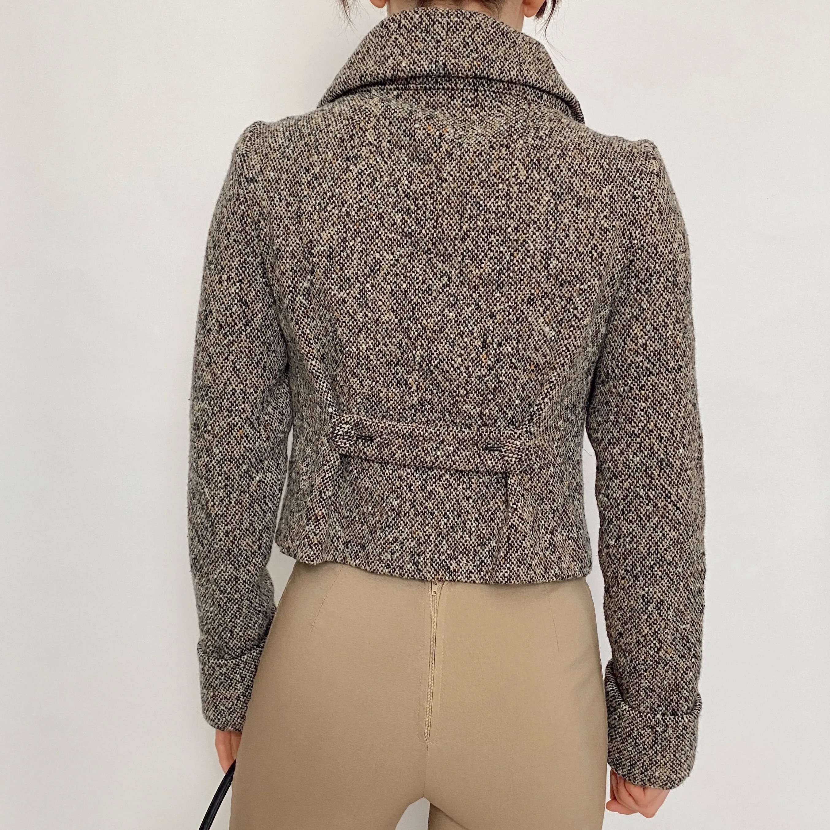 cropped tweed overcoat - extra small
