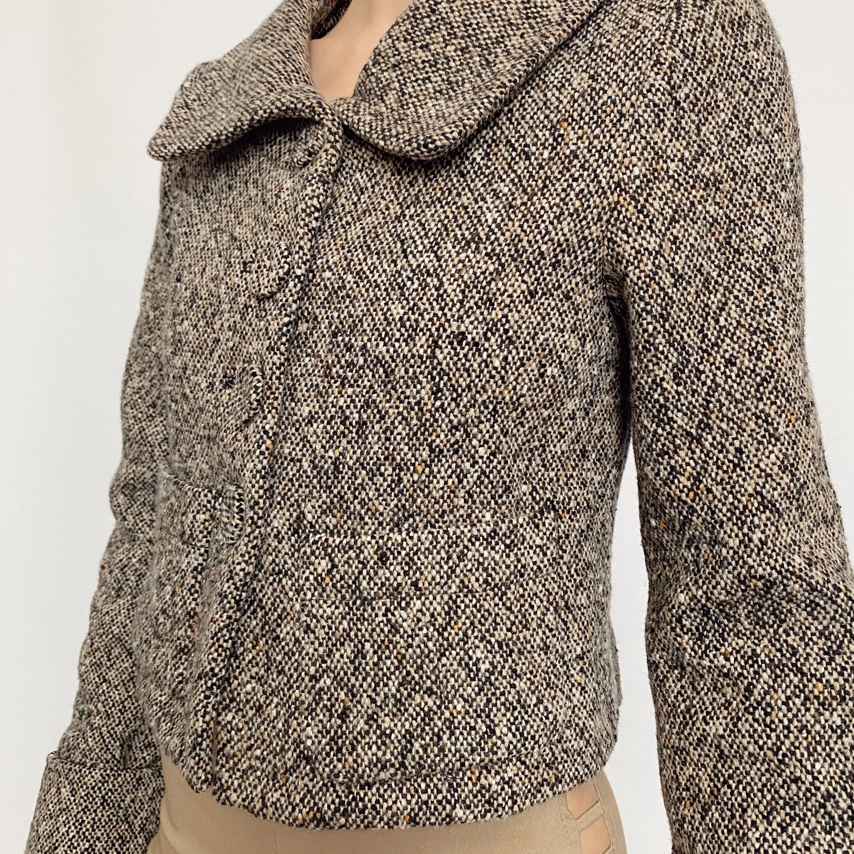 cropped tweed overcoat - extra small