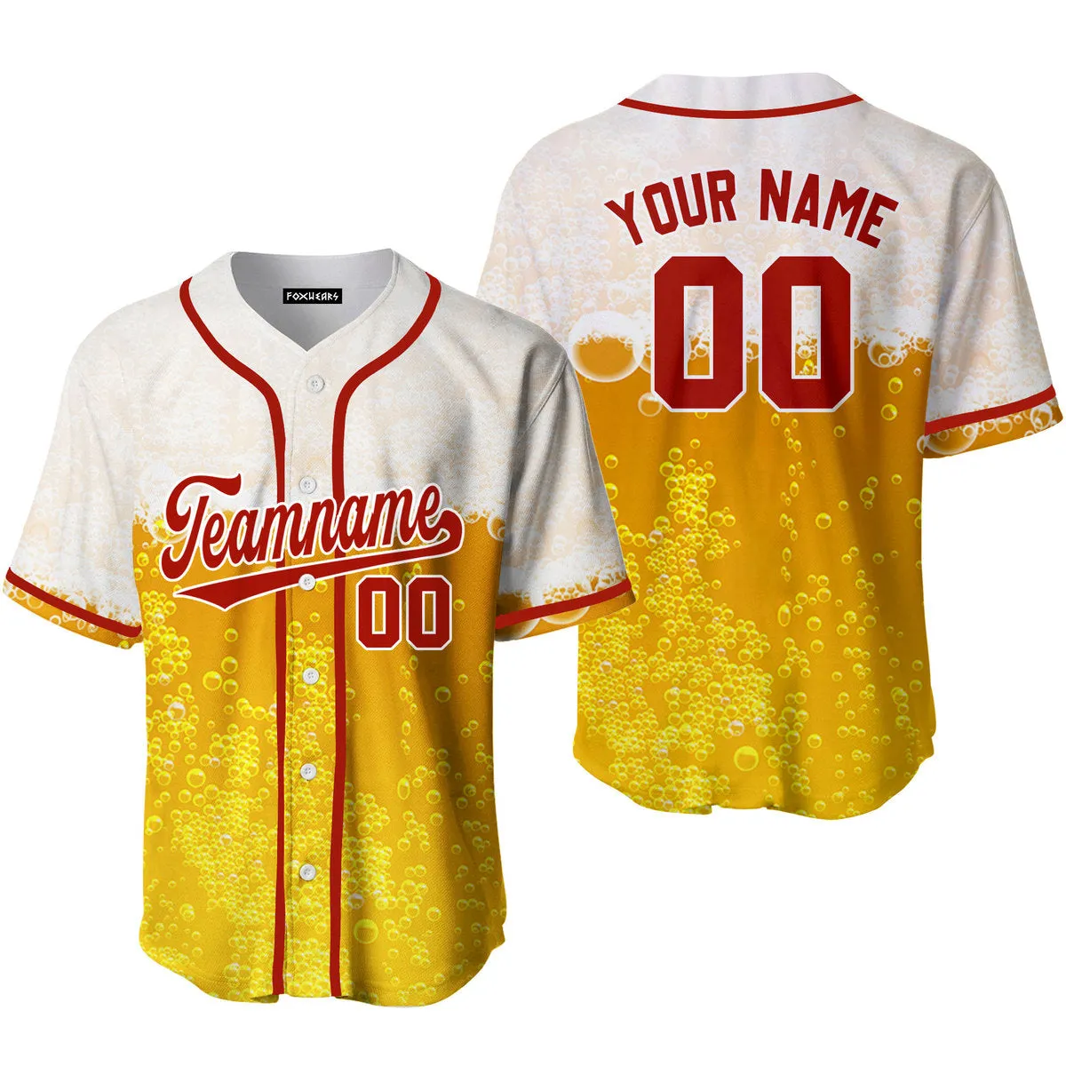 Custom Beer Bubbles Pattern On Black Custom Baseball Jerseys For Men & Women