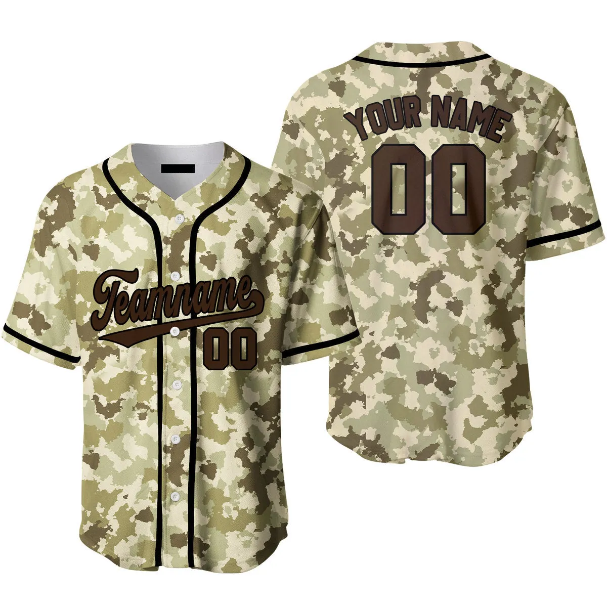 Custom Light Brown Camouflage Baseball Jerseys For Men & Women