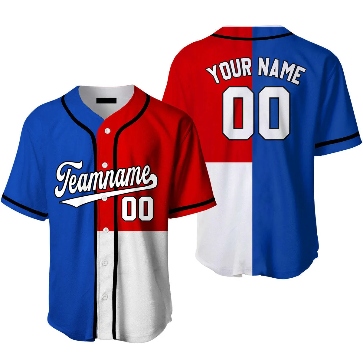 Custom Royal Red White Pattern With White Baseball Jerseys For Men & Women