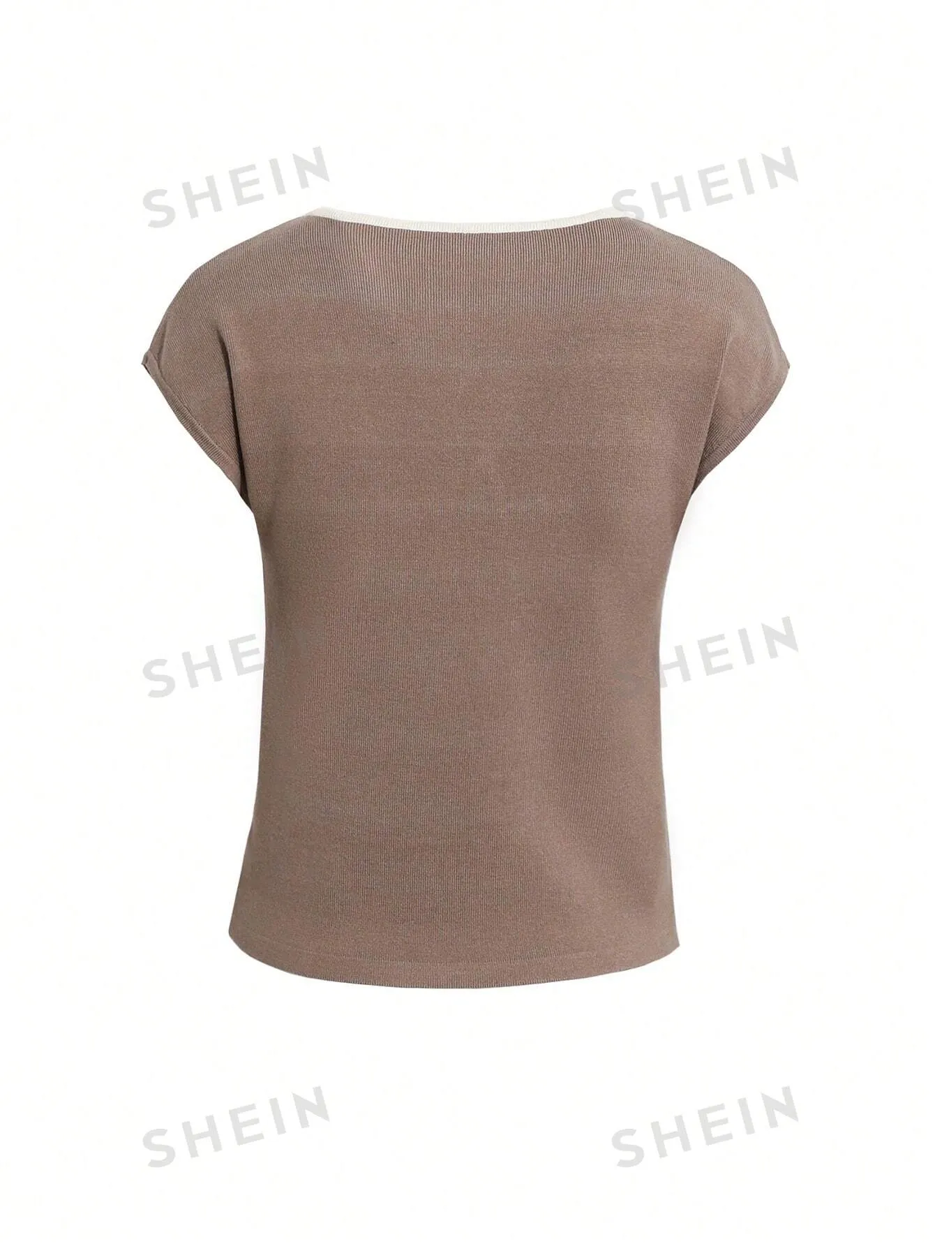 Dazy-Less Ladies' 2 In 1 Patchwork Short Sleeve Knit Top