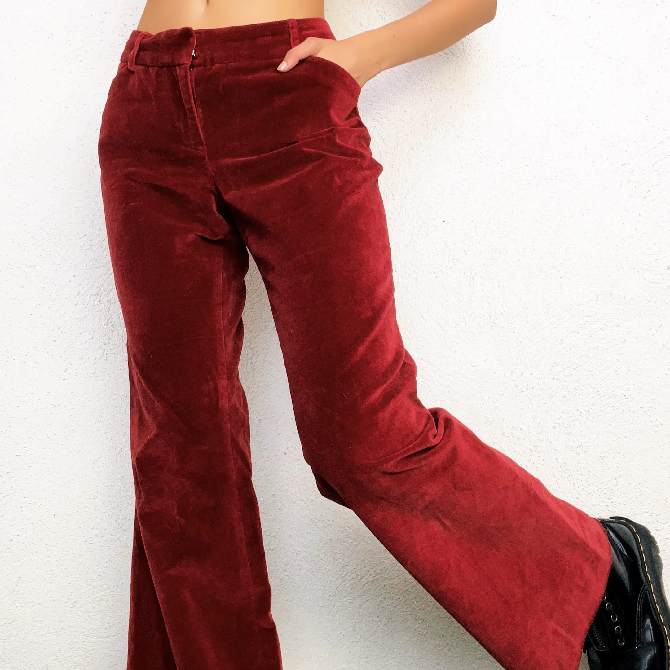 Deep Red Velvet Pants - Small