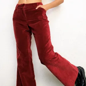 Deep Red Velvet Pants - Small