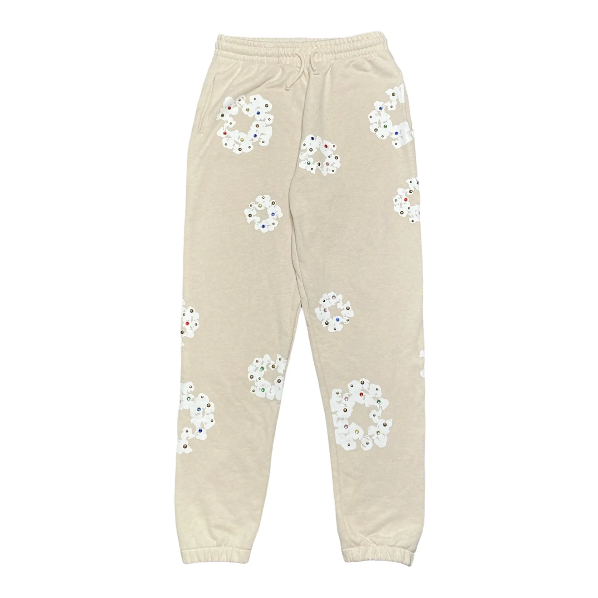 Denim Tears Rhinestone Cotton Wreath Sweatpants Oatmeal Pre-Owned