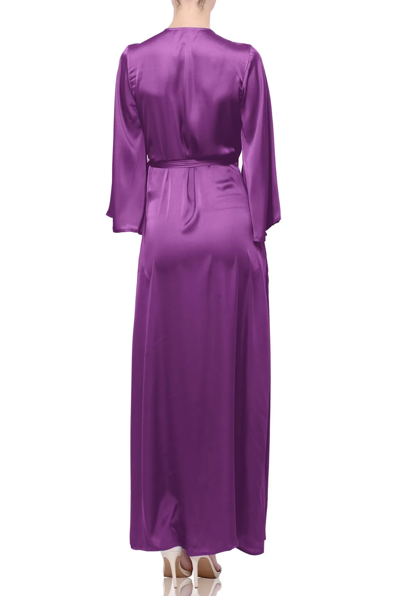 Designer Sustainable Wrap Dress in Solid Dahlia