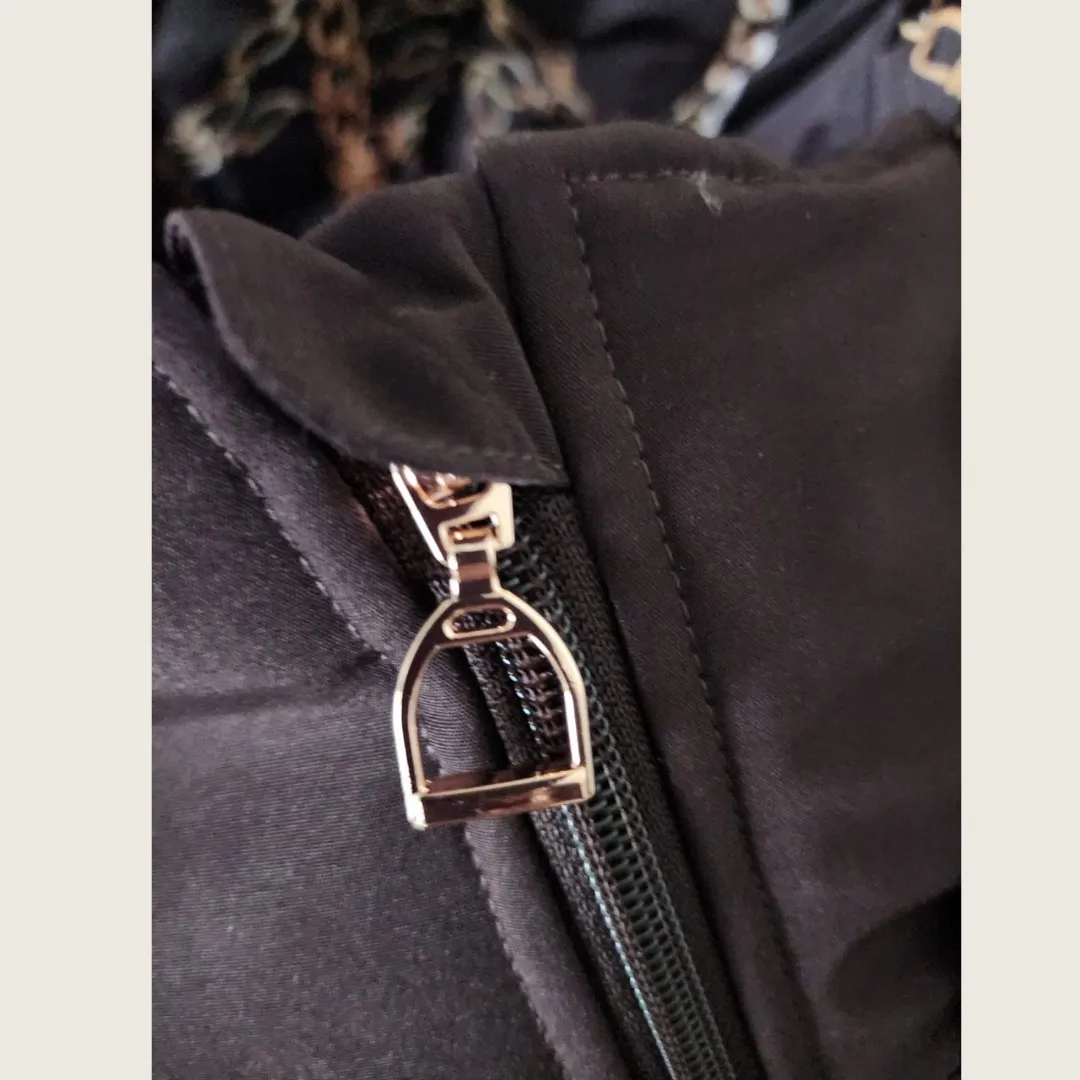 DQD Chocolate Brown Duck Down Riding Coat with Velvet Collar