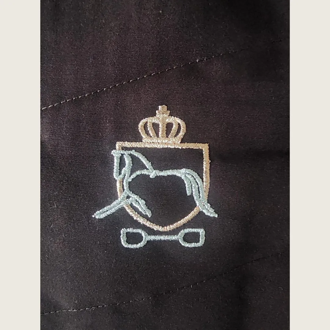 DQD Chocolate Brown Duck Down Riding Coat with Velvet Collar