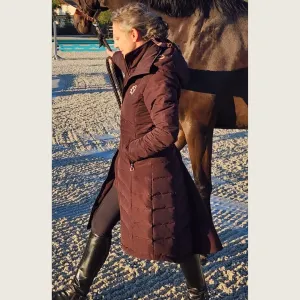 DQD Chocolate Brown Duck Down Riding Coat with Velvet Collar