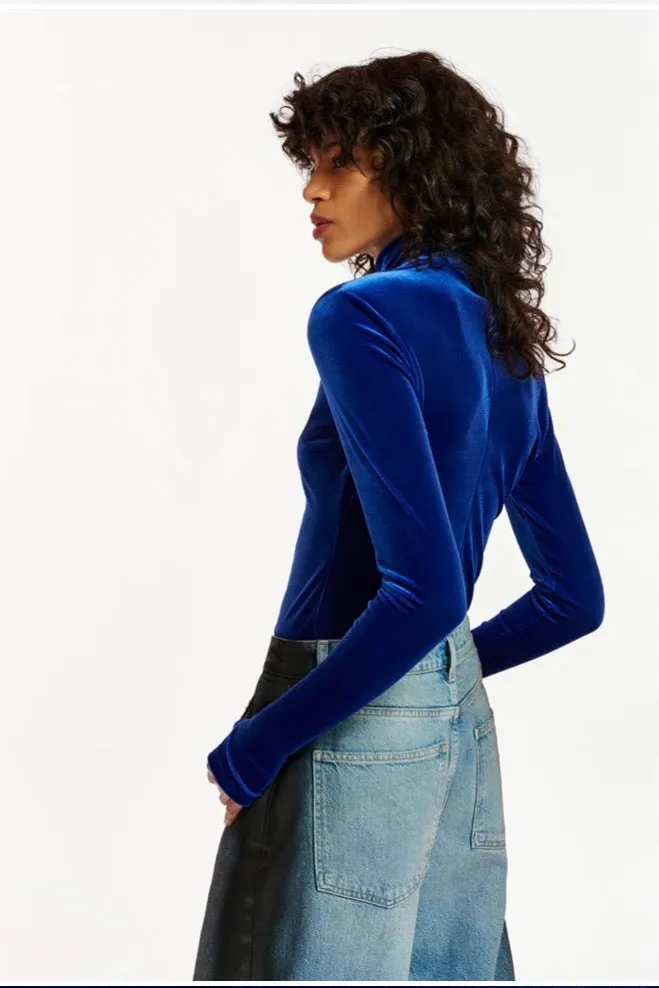 Essentiel Antwerp - Emirata Velvet Top: Blue Regatta