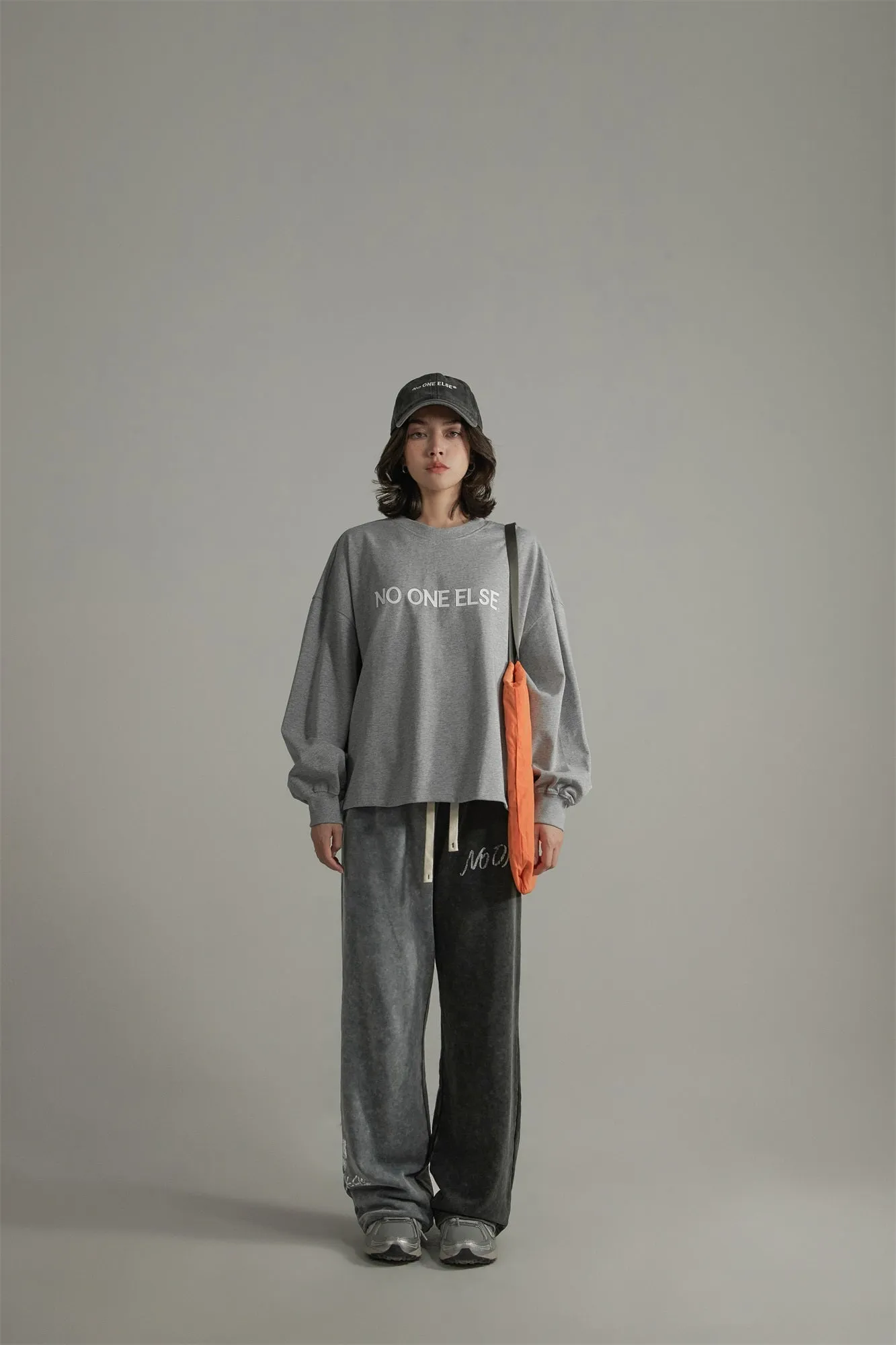 Faux Denim Wide Jogger Pants