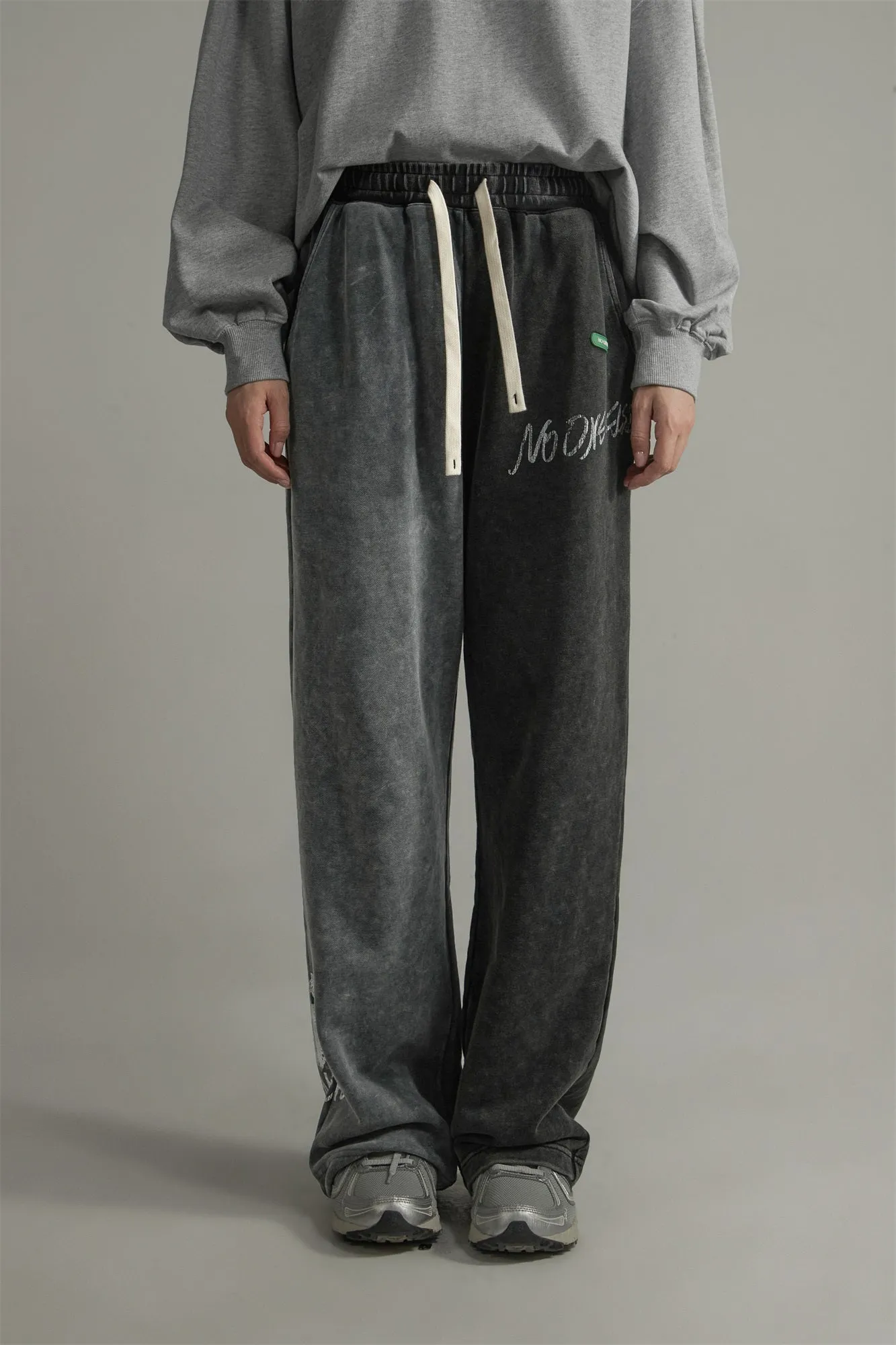 Faux Denim Wide Jogger Pants