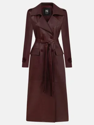 Faux Leather Trench Coat