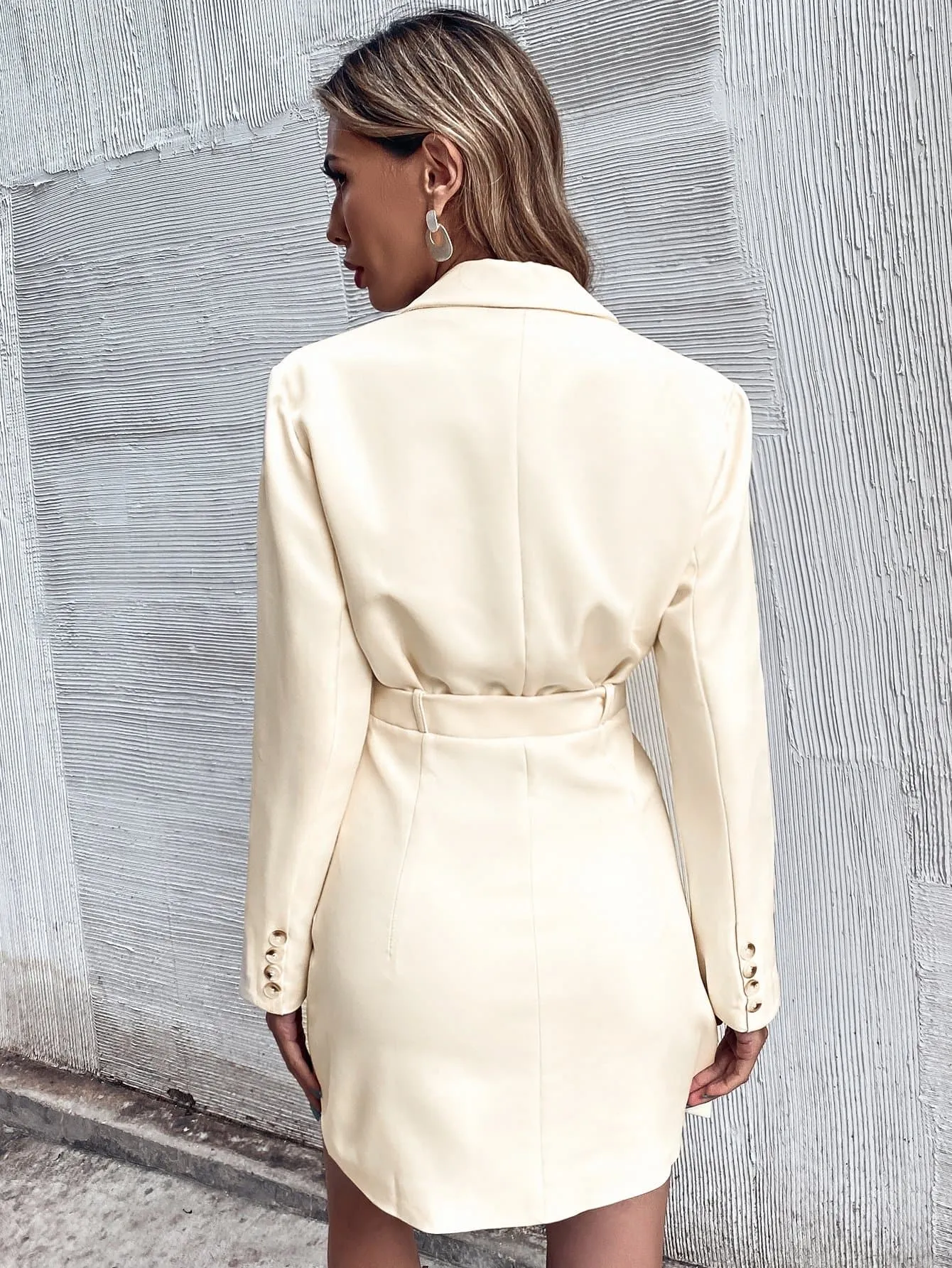 Flap Detail Wrap Hem Blazer Dress